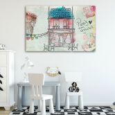 Leinwandbild 3-teilig, Bunte Haus Stadt Kinder 