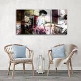 Leinwandbild 3-teilig, Frau Pastell Glamour 