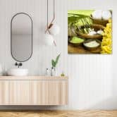 Leinwandbild, Blumen Palmen Kerzen Zen 