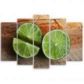Leinwandbild 5 teilig, Limette Frucht 