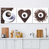 Leinwandbild 3-teilig, Kaffeebohne Herz 