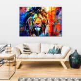 Canvasbillede, Farverig løve abstrakt 
