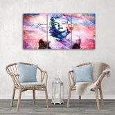 Leinwandbild 3-teilig, Marilyn Monroe Farbe 