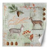 Fototapete, Hirsche Abstrakt Hintergrund Shabby Chic Stil - Andrea Haase 