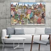 Leinwandbild 3 teilig, Fröhliche Stadt 