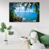 3 stykke lærred Print Tropical Beach Palm Trees Island 