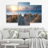 Leinwandbild 3-teilig, Meer bei Sonnenuntergang 