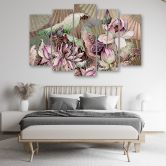 Leinwandbild 5 teilig, Heilige Lotos und Fanter 