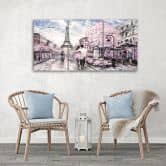 3 stykke lærredstryk, Frankrig Paris Eiffeltårnet Pink 