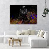 Leinwandbild, Leopard auf Bunte Hintergrund 