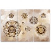 Leinwandbild 3 teilig, Florale geometrische Formen 