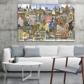 Leinwandbild 3 teilig, Fröhliche Stadt 