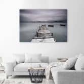 Leinwandbild, Steg Wintersee Landschaft 