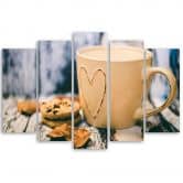 Leinwandbild 5 teilig, Kaffeetasse Vintage 