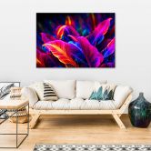 Canvas schilderij, Neon gekleurde bladeren 