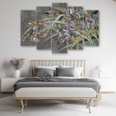 Leinwandbild 5 teilig, Iris Blumen im Wind 
