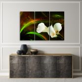 Leinwandbild 3 teilig, Weiße Blume auf braunem Hintergrund 