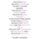 Sticker mural - I believe in pink - Audrey Hepburn 