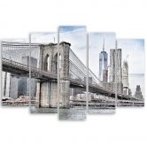 Leinwandbild 5 teilig, Brooklyn-Bridge Stadt New York 
