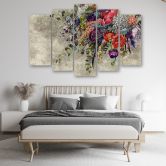 Lærred print 5 styk, buket blomster 