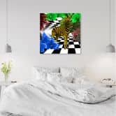 Canvas schilderij, Kleurrijke zebra dieren 