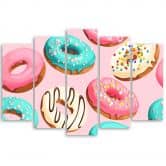 Leinwandbild 5 teilig, Donuts Kuchen 