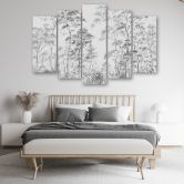 Leinwandbild 5 teilig, Hohe dünne Bäume 