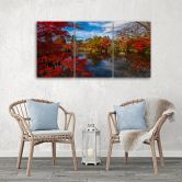 Leinwandbild 3-teilig, Japanische Gartenlandschaft 