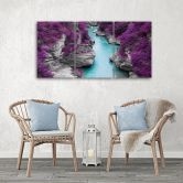 Leinwandbild 3-teilig, Lila Landschaft Stream 