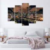 Leinwandbild 5 teilig, Architektur Stadt Nacht 