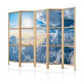 Japanischer Paravent, Raumteiler freistehend, Trennwand - Light Symphony: Sun and Clouds 