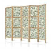 Japanischer Paravent, Raumteiler freistehend, Trennwand - Giraffe Pattern in Turquoise Spots 