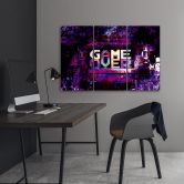 Leinwandbild 3 teilig, Abstraktes Spiel über Inschrift 