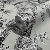 Vliestapete mit Pflanzen im Dschungel-Style beige, schwarz Floral 