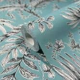 Vliestapete mit Pflanzen im Dschungel-Style grün, schwarz Floral 