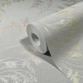 Vliestapete mit sanftem Blattmotiv grau, pearl Floral 