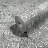 Vliestapete mit Buchstaben und Zahlen grau Grafisch 