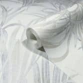 Vliestapete mit Blattmotiv auf Strukturbasis weiß, beige Floral 