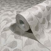 Vliestapete Blätter, Beton Floral Natur in Grau 