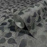 Vliestapete Blätter, Beton Floral Natur in Grau 