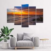 Leinwandbild 5 teilig, Meer bei Sonnenuntergang 
