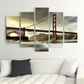 Leinwandbild 5 teilig, Golden Gate Bridge 