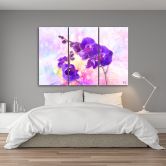 Leinwandbild 3 teilig, Lila Orchideenblume 