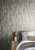 Vliestapete mit feinen Ästen platin Floral 