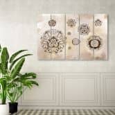 Leinwandbild 5 teilig, Florale geometrische Formen 