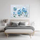 Leinwandbild, Blaue 3D Rosen Blume 
