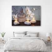 Leinwandbild, Buddha Orchidee Blumen 