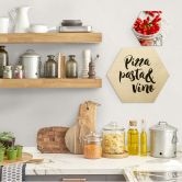 Hexagon - Holz Birke-Furnier Pizza Pasta Vino 