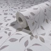 Vliestapete Blätter Floral Natur matt in Weiß Grau 