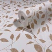 Vliestapete Blätter Floral Natur matt in Weiß Beige 
